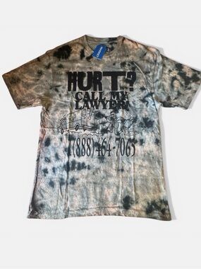 Arket Tie-Dye "HURT? CALL MY LAWYER" Graphic Tee - Black, Gray